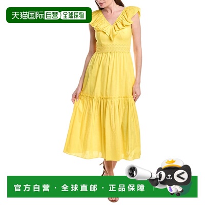 自营Adrianna Papell Ruffle Midi Dress - yellow 美国奥莱直发