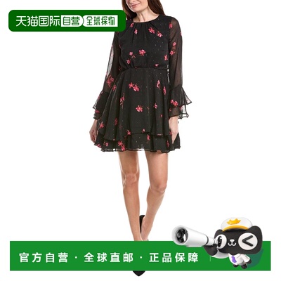 自营CeCe Ruffle Mini Dress - black 美国奥莱直发