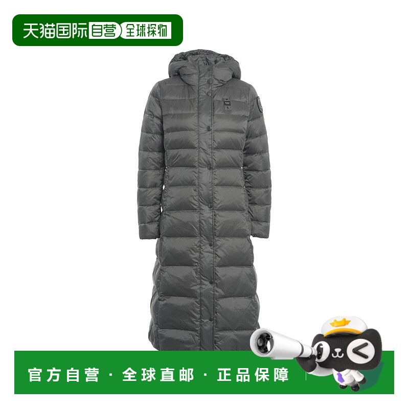 自营blauer绗缝长款羽绒服，带固定式风帽和哑光饰面-灰色 美国奥
