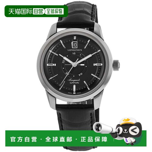 自营longines浪琴表征服遗产自动黑色表盘皮革表带男士手表L1.648