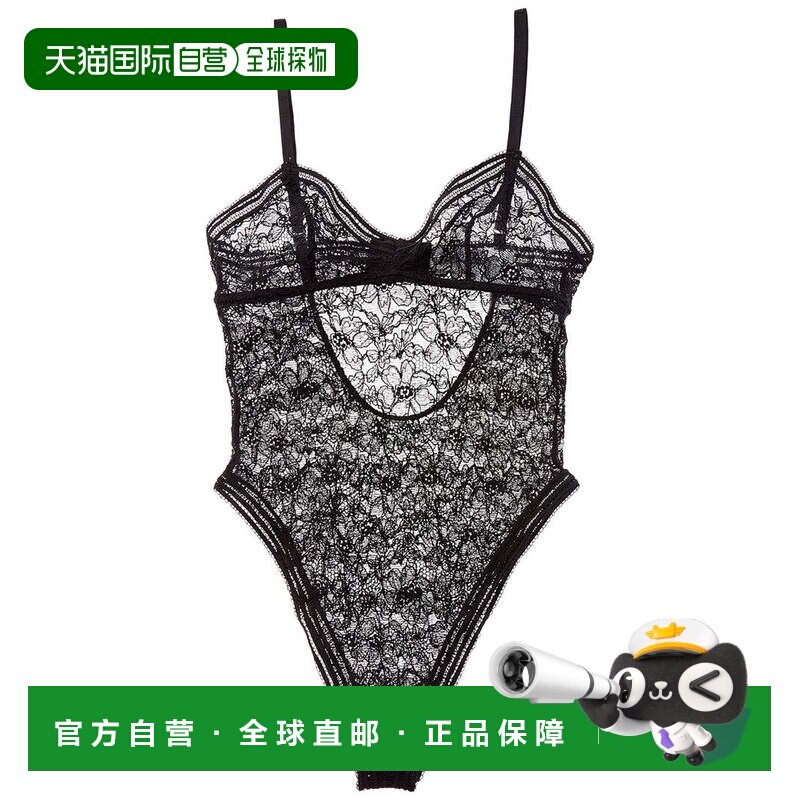 自营Wolford图案蕾丝紧身衣裤-黑色 美国奥莱直发性感吊带连体裤