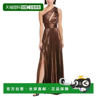 Lame Metallic One Shoulder 美国奥 自营Marchesa brown Notte