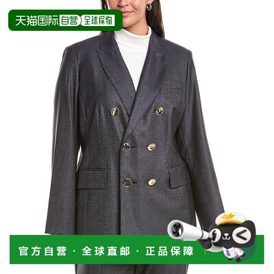 自营Marina Rinaldi Plus Talpa羊毛与丝绸混纺运动夹克-黑色 美