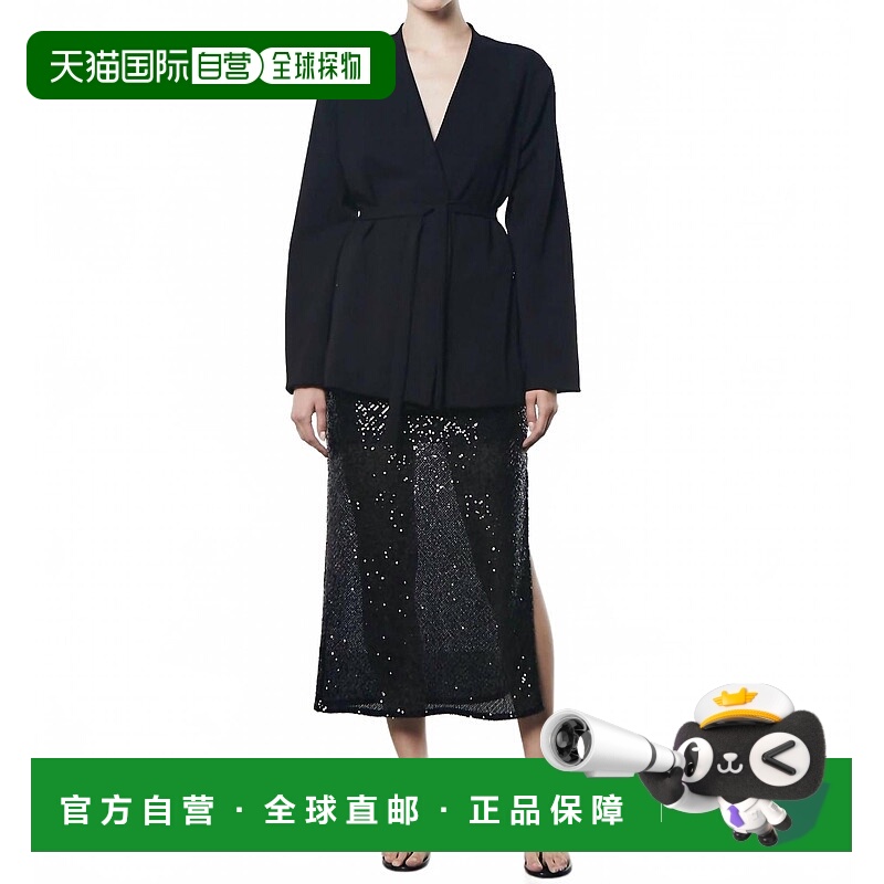 自营enza costaSoft Crepe Wrap Blazer In Black - black 美国奥