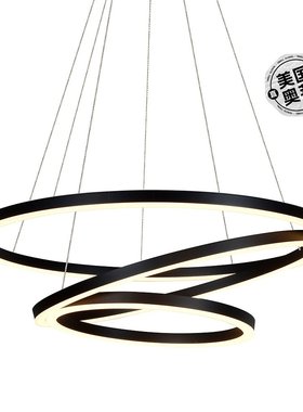 自营vonnTania Trio 32 英寸 LED 枝形吊灯，可调节吊灯，黑色现