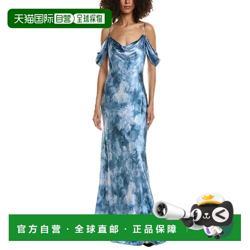 自营L'AGENCE Kenna Cowl Cold Shoulder Silk Maxi Dress - blue