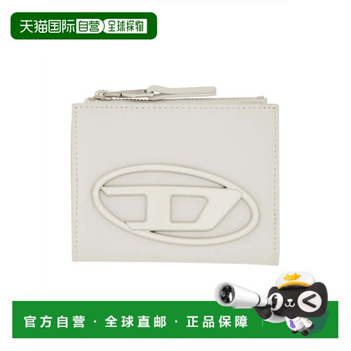 自营dieselWhite Zippered Smooth Leather Wallet - white 美国