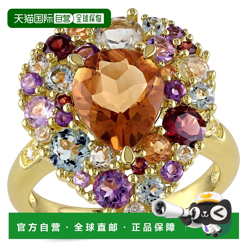 自营mimi & max4 4/5 CT TGW 多宝石和钻石梨形镀黄色纯银鸡尾酒