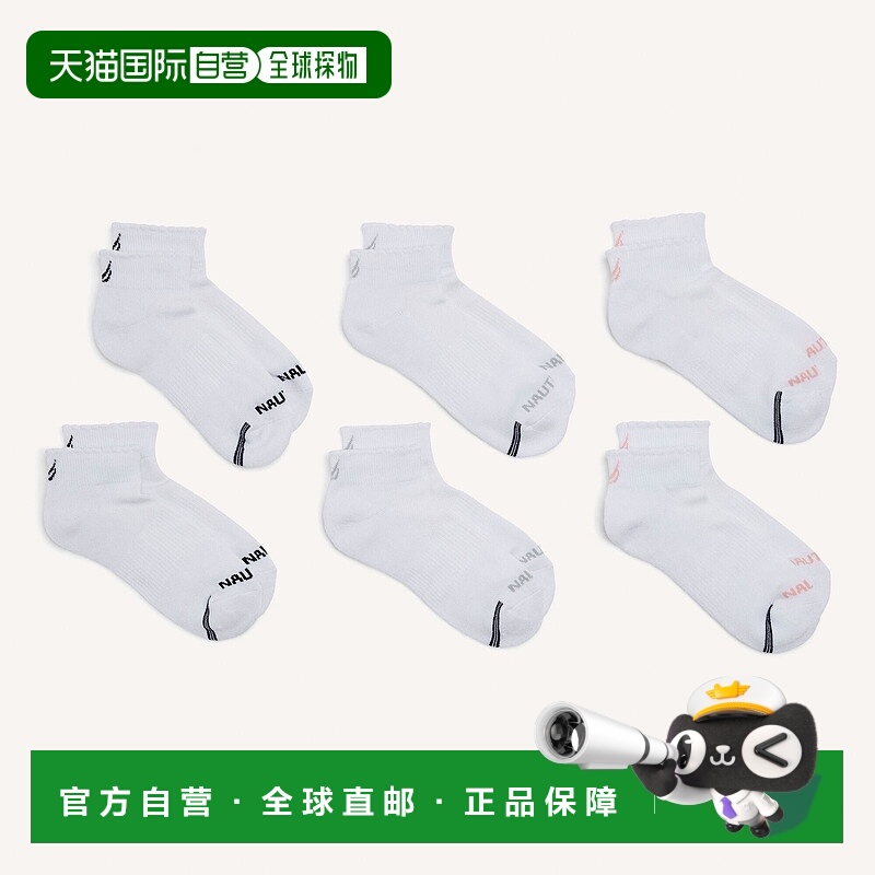 自营Nautica Womens Scallop-Trim Quarter Socks, 6-Pack - tin