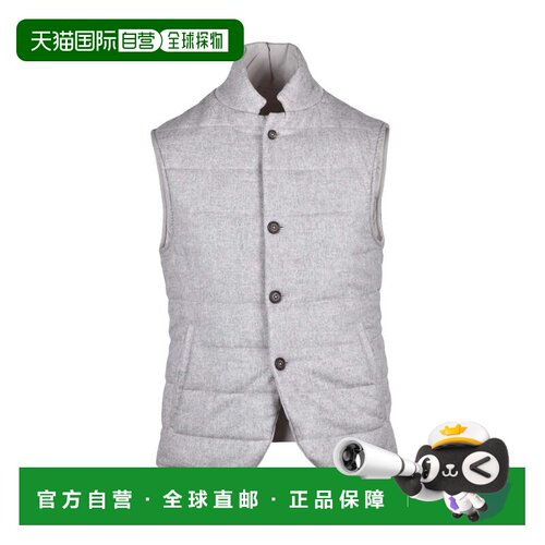 自营eleventyGrey Silk Cashmere Flannel Vest - white 美国奥莱