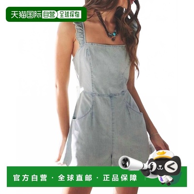 自营mustard seedAubrie Denim Romper In Icy Blue - icy blue