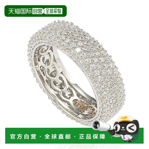 自营Suzy Levian 方晶锆石纯银永恒密钉戒指 - 白色 美国奥莱直发
