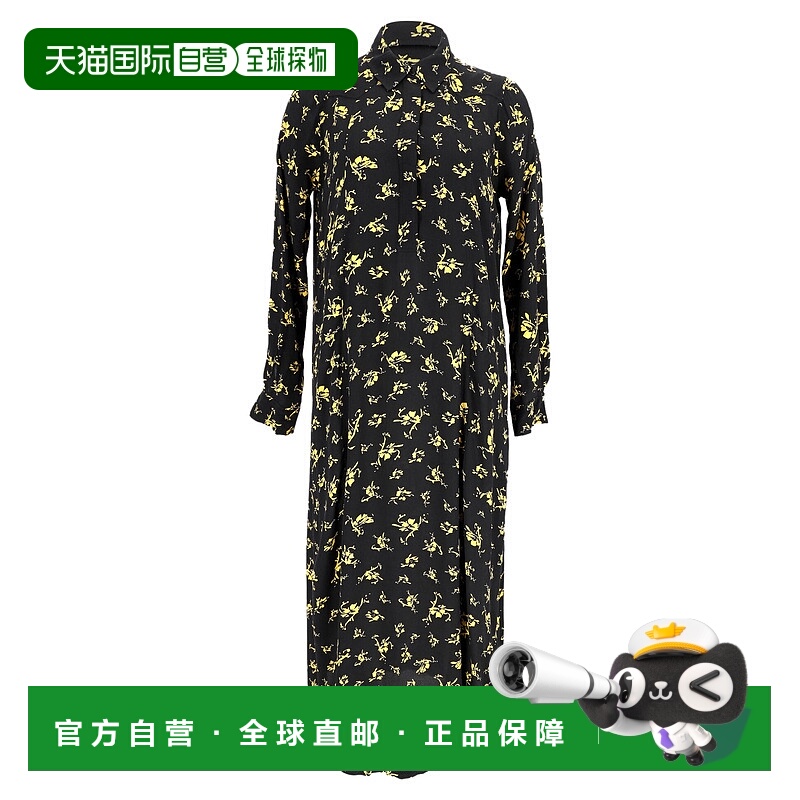 自营Ganni Printed Maxi Dress in Black Viscose - black 美国奥