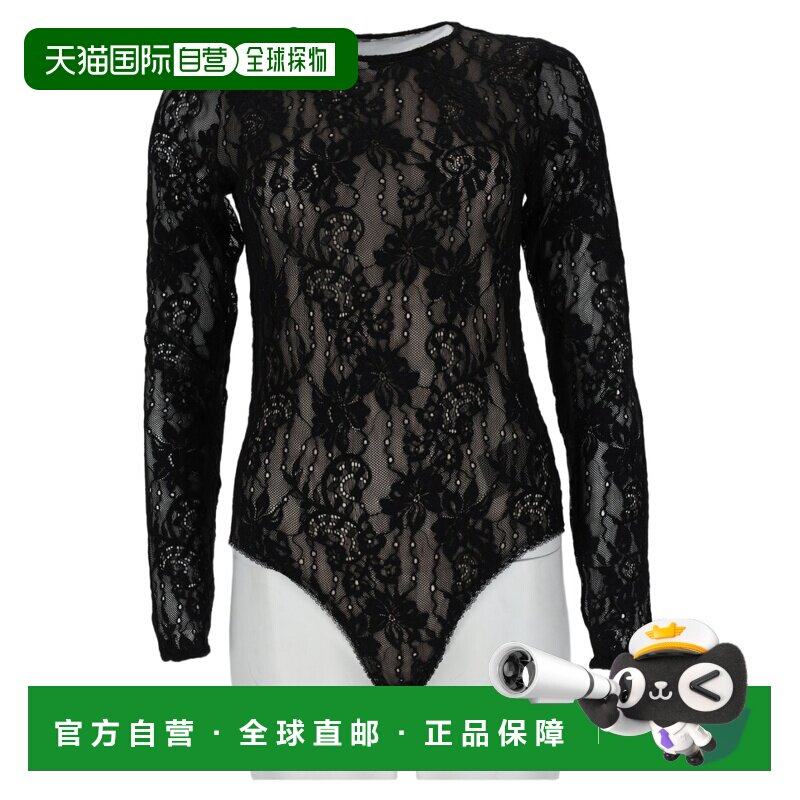 自营zimmermann透明碎花蕾丝紧身衣-黑色 美国奥莱直发性感连体衣