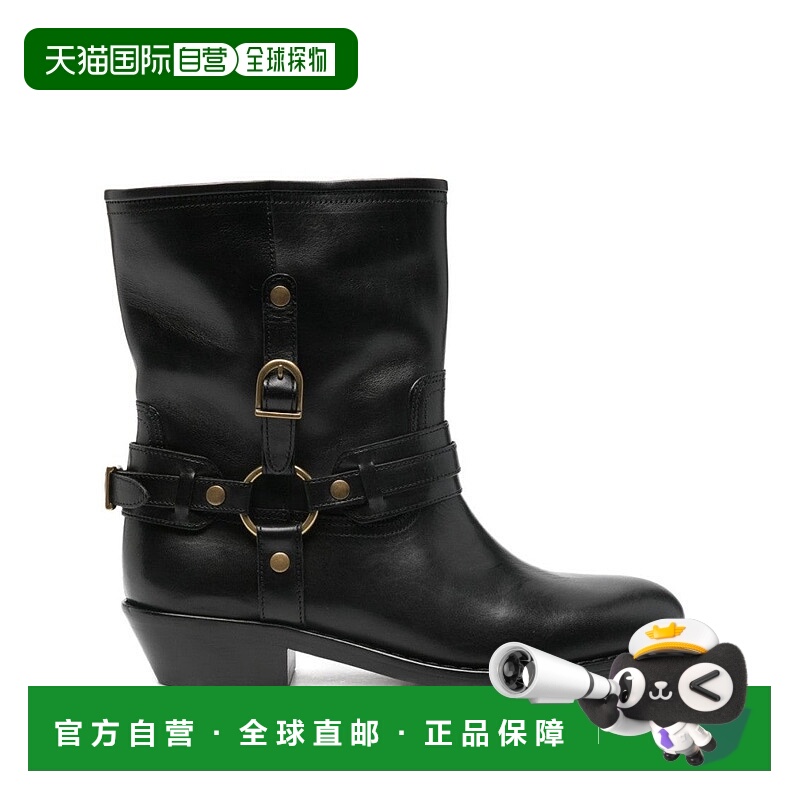 自营isabel marantBlack Ankle Boots With Decorative Straps -