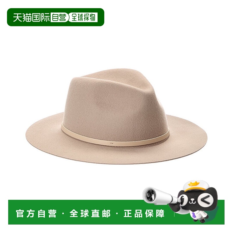 自营rag & bone City Felt Leather-Trim Wool Fedora - brown 美