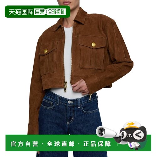 自营L'AGENCE Micah大号仿麂皮夹克-棕色 美国奥莱直发