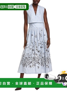 自营lela roseLela玫瑰花府绸连衣裙-蓝色 美国奥莱直发