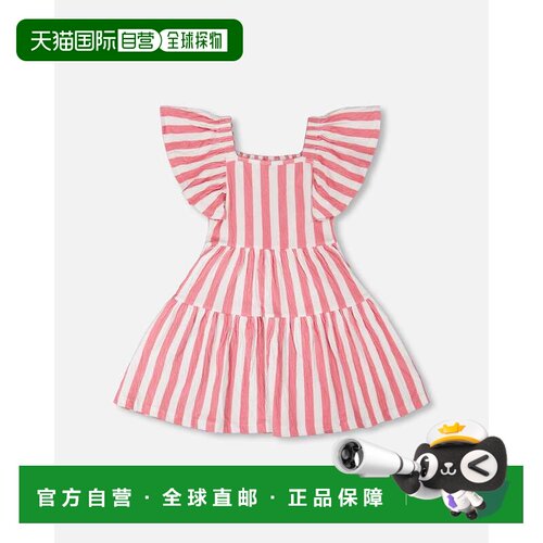 自营deux par deuxCrinkle Jersey Dress White and Pink Stripes