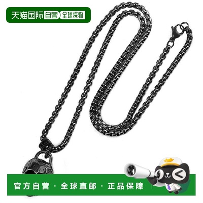 自营 Crucible Los Angeles 黑色不锈钢 25 毫米骷髅项链配 24 英
