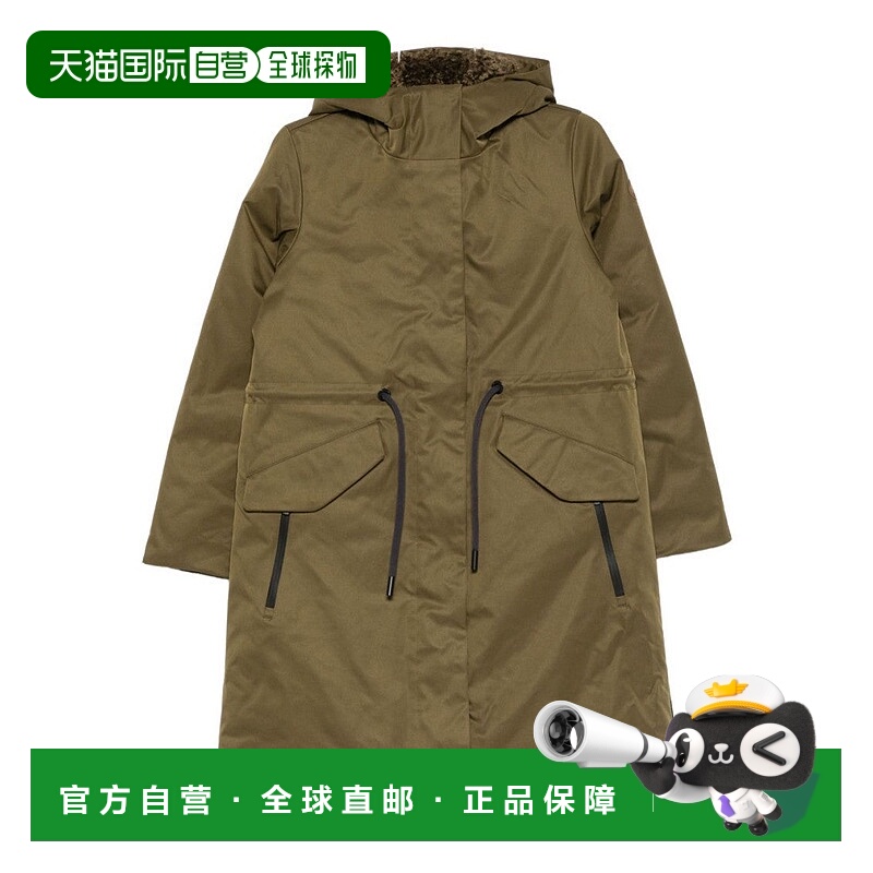 自营save the duck中号绿色束腰连帽派克大衣-棕色 美国奥莱直发