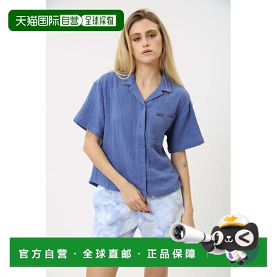 自营Columbia Holly Hideaway Breezy衬衫上衣女式蓝色棉质纽扣FT