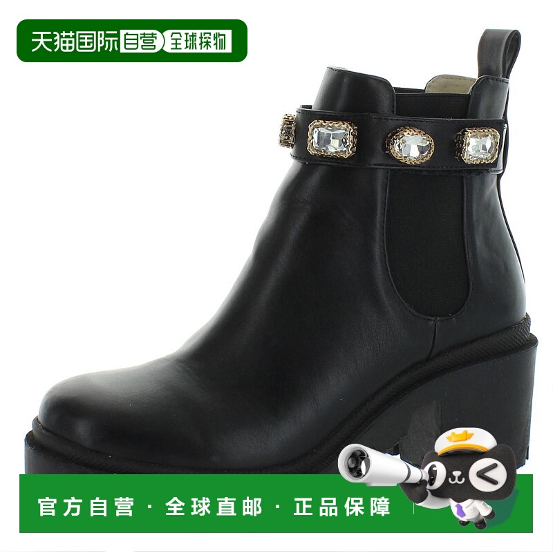 自营steve maddenAmulet女式镶块高跟切尔西靴-黑色 美国奥莱直发