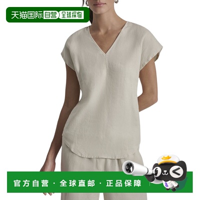 自营DKNY Extended Sleeve Linen Top - brown 美国奥莱直发上衣
