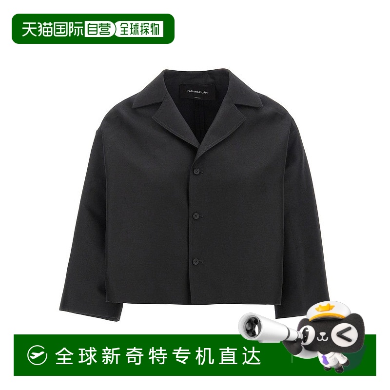 自营 fabiana filippiSilk Blend Wide Blazer With V-Neck Colla