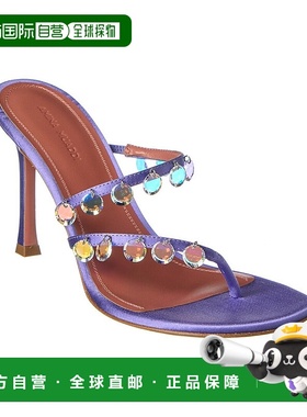 自营 AMINA MUADDI Tina 缎面凉鞋 - 紫色 美国奥莱直发高跟