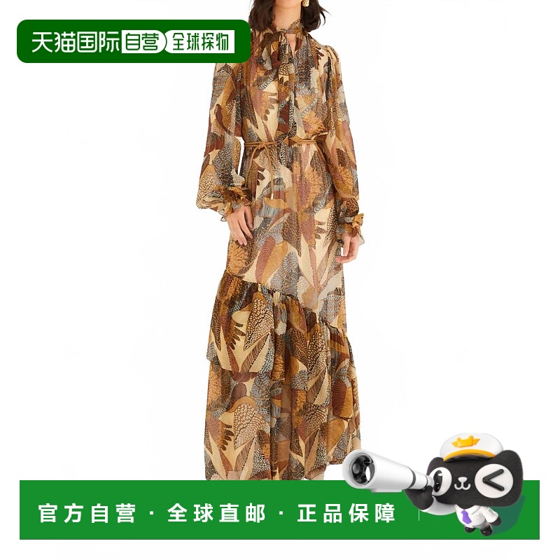 自营farm rioLong Sleeves Maxi Dress In Dotted Macaws Cream -