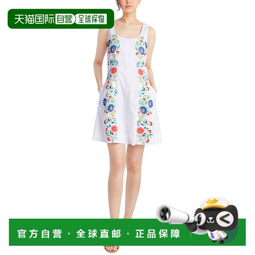 自营Draper James Primrose碎花刺绣迷你连衣裙-蓝色 美国奥莱直