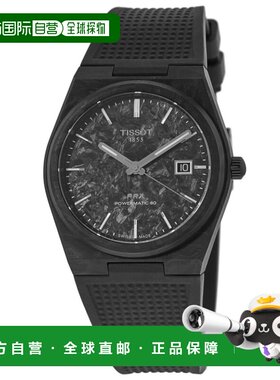 自营tissot天梭PRX Powermatic 80自动黑色表盘碳黑橡胶表带男式T