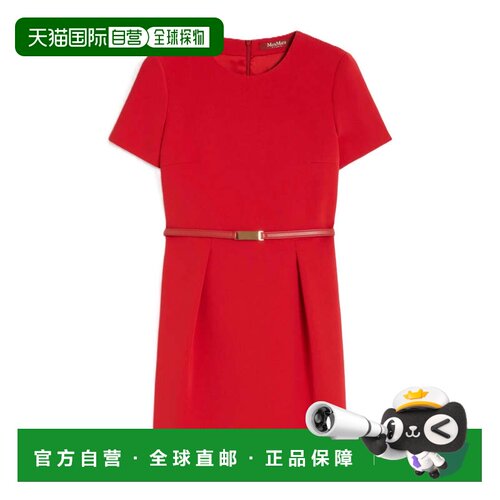 自营max maraFluid Mini Dress With Fitted Waist - red 美国奥