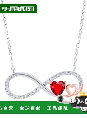自营simona纯银红宝石 CZ 心形无限项链 - 红色 【美国奥莱】直发