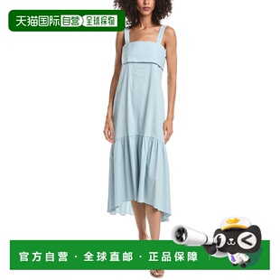 自营theory理论亚麻混纺中长款连衣裙-蓝色 美国奥莱直发