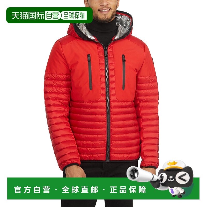 自营 Pajar 男士 Finn 轻质混合材质羽绒服，带固定兜帽 - 当前红