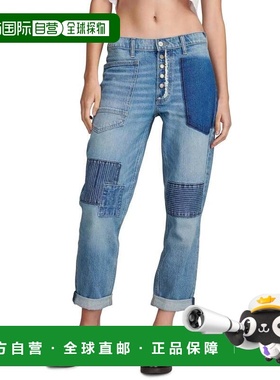 自营Lucky Brand Boy Jeans Women's Blue Mid Rise Button Fly T