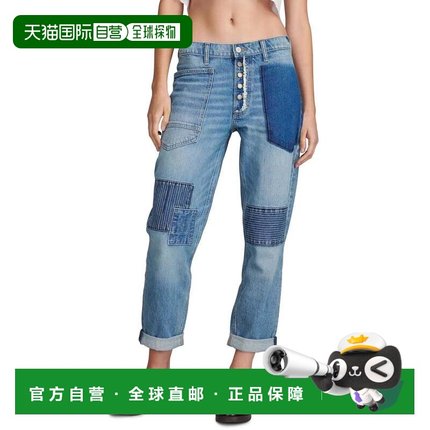自营Lucky Brand Boy Jeans Women's Blue Mid Rise Button Fly T