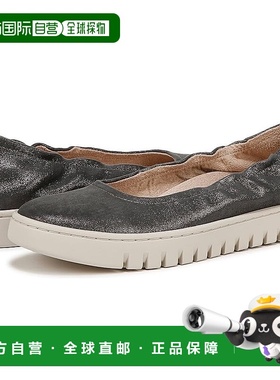 自营 Vionic Uptown Ballet Flat女式灰色皮革圆头拖鞋ZOGG800-灰