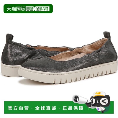 自营 Vionic Uptown Ballet Flat女式灰色皮革圆头拖鞋ZOGG800-灰