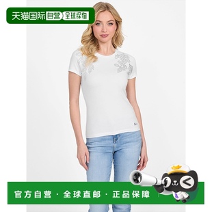 white 自營guessJulianne 美國奧 pure Tee Floral Rhinestone