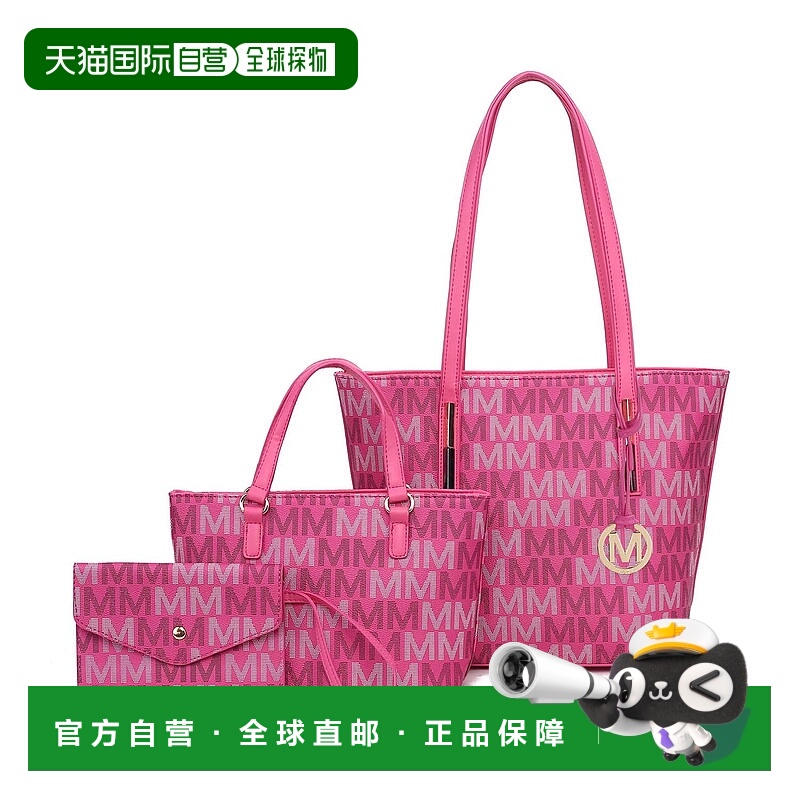 自营mia k collection3PC Aylet M手提包,带迷你包和护腕袋-紫红