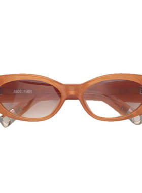 自营jacquemus橙色Lunettes JAC4 Ovalo雕塑醋酸椭圆太阳镜-棕色
