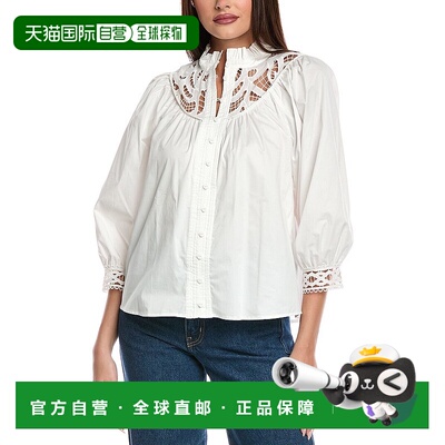 自营 Elie Tahari Rylan蕾丝衬衫-白色 美国奥莱直发泡泡袖
