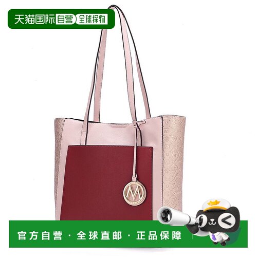 自营 mia k collectionLeah Vegan 皮革拼色女士手提包 - 红色 美