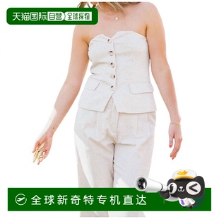 自营 美国奥莱直发 lucy paris玛丽莲纽扣管上衣米色
