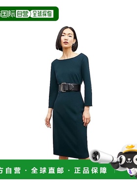 自营M.M.LaFleur Winston Dress Women's Navy Stretch Belted Wa