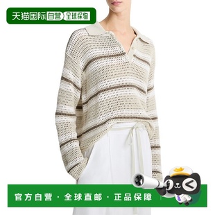 Button Stripe Polo Shirt 美国奥莱直发 自营Vince white Mesh