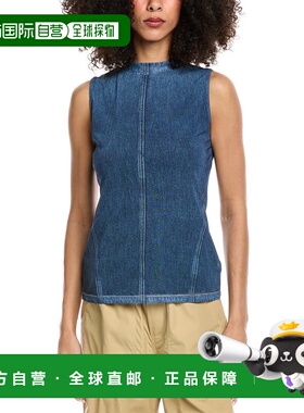 自营rag & bone Miramar Mesh Mock Neck Tank - blue 美国奥莱直